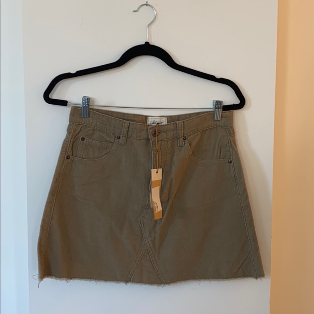 Beige 100% Cotton Corduroy Mini Skirt NWT